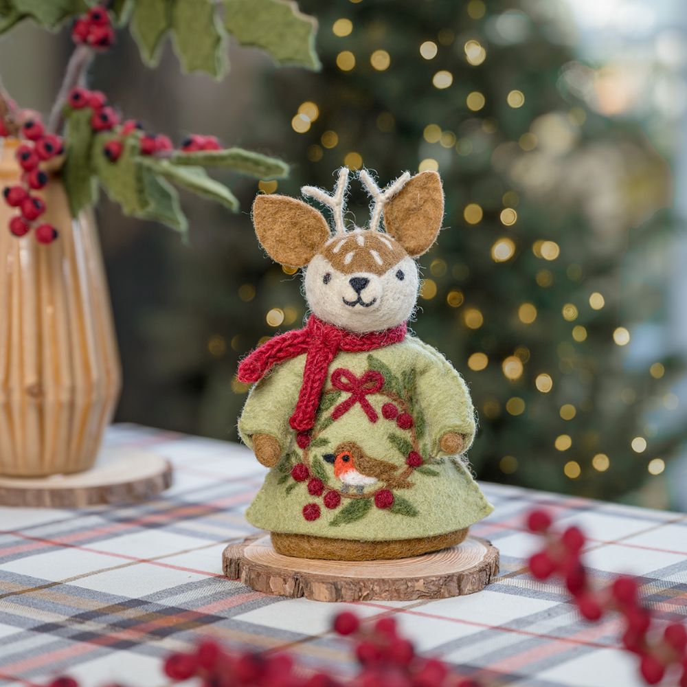 Decoratie Hert English Christmas Roodborstje
