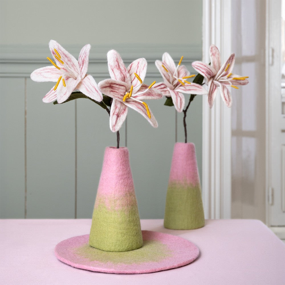 Vilten Vaas Roze-Groen - Diverse Maten