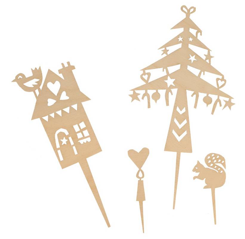 Houten Cake Toppers - Winter