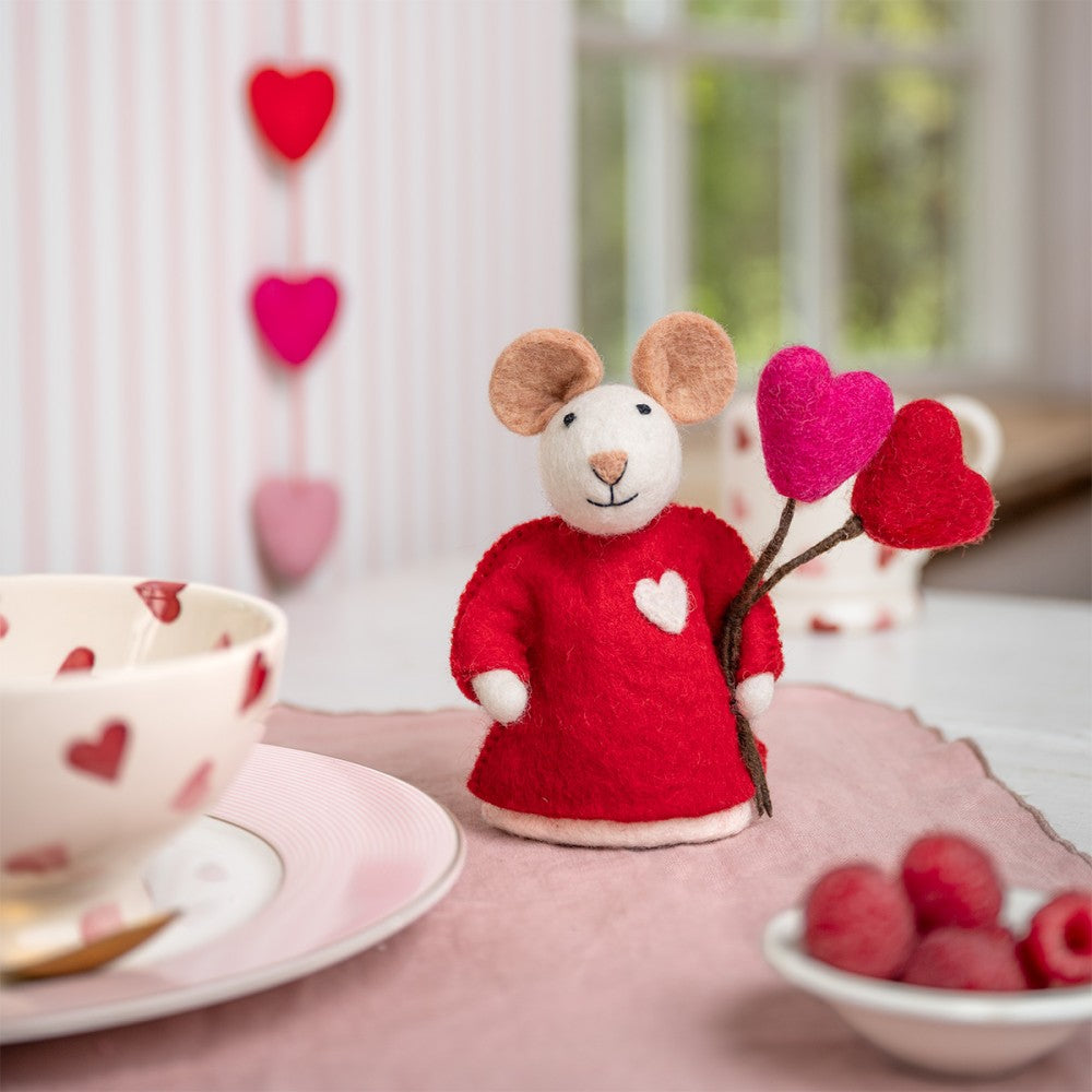 Sjaal met verhaal decoratieve Love is in the air muis, vilt
