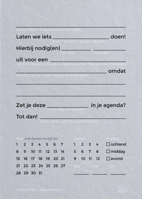 Happy Invites - Date - Verschiedene Varianten
