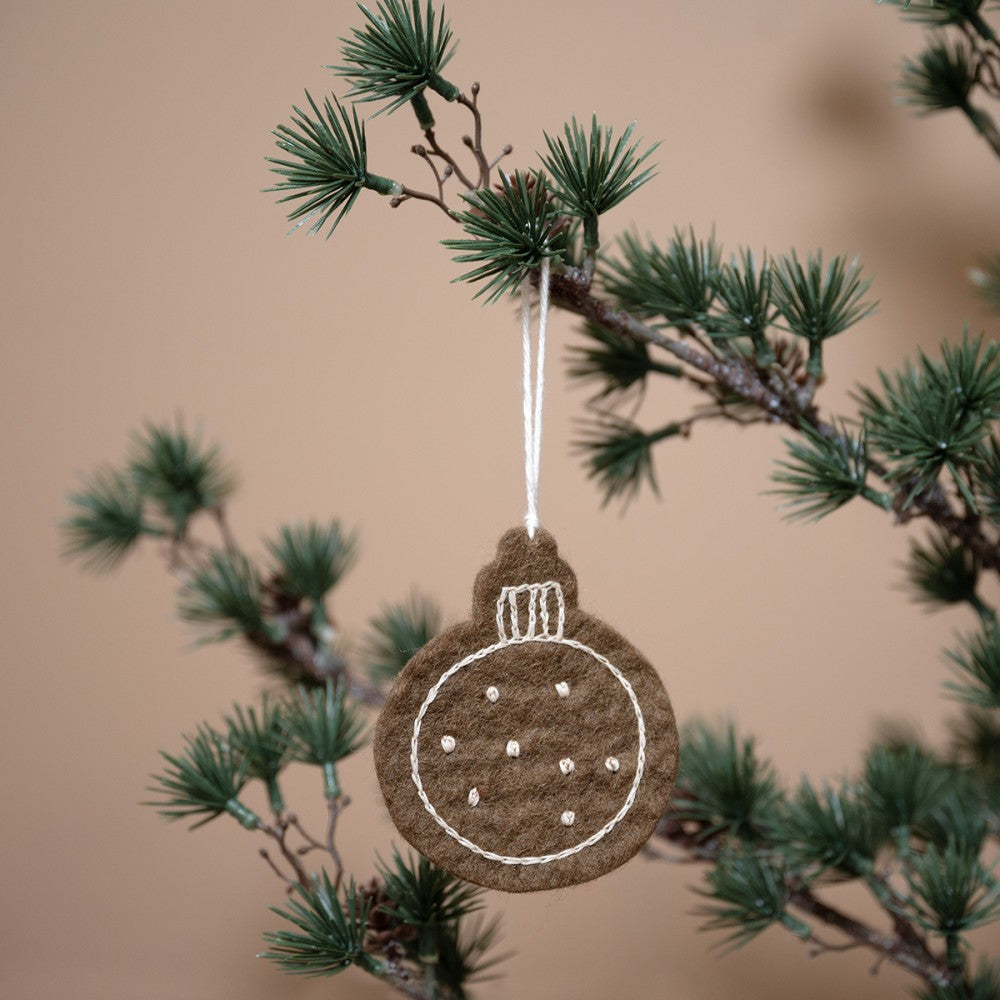 2D Kerstbal Geborduurd 3 st. - Diverse Varianten