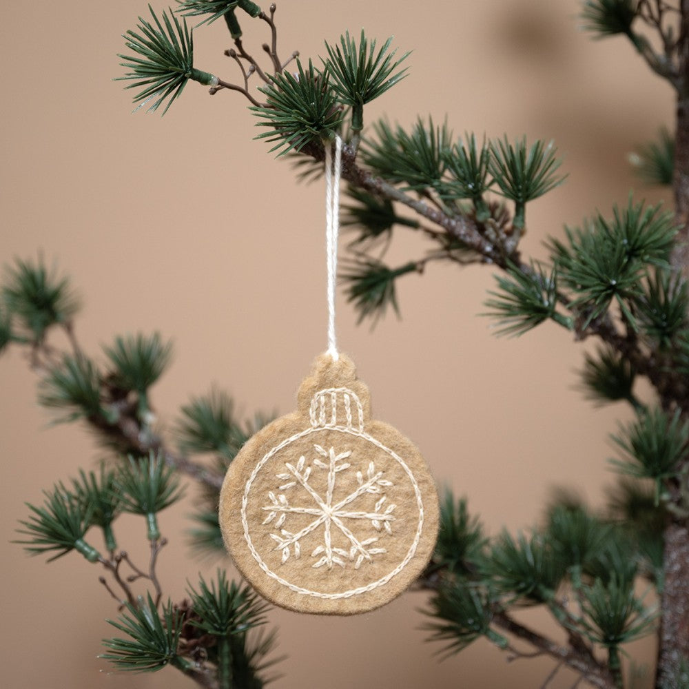 2D Kerstbal Geborduurd 3 st. - Diverse Varianten