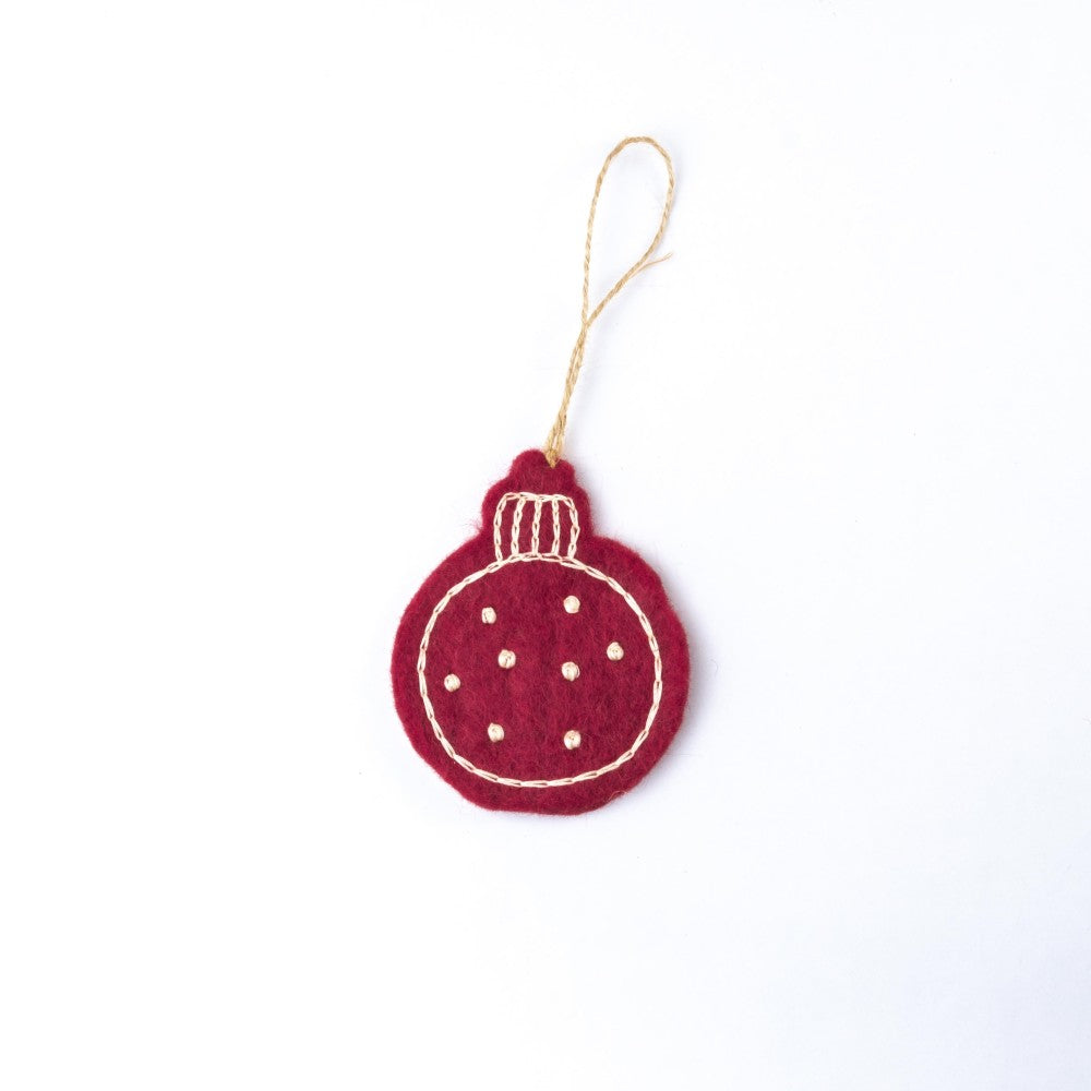 2D Kerstbal Geborduurd 3 st. - Diverse Varianten