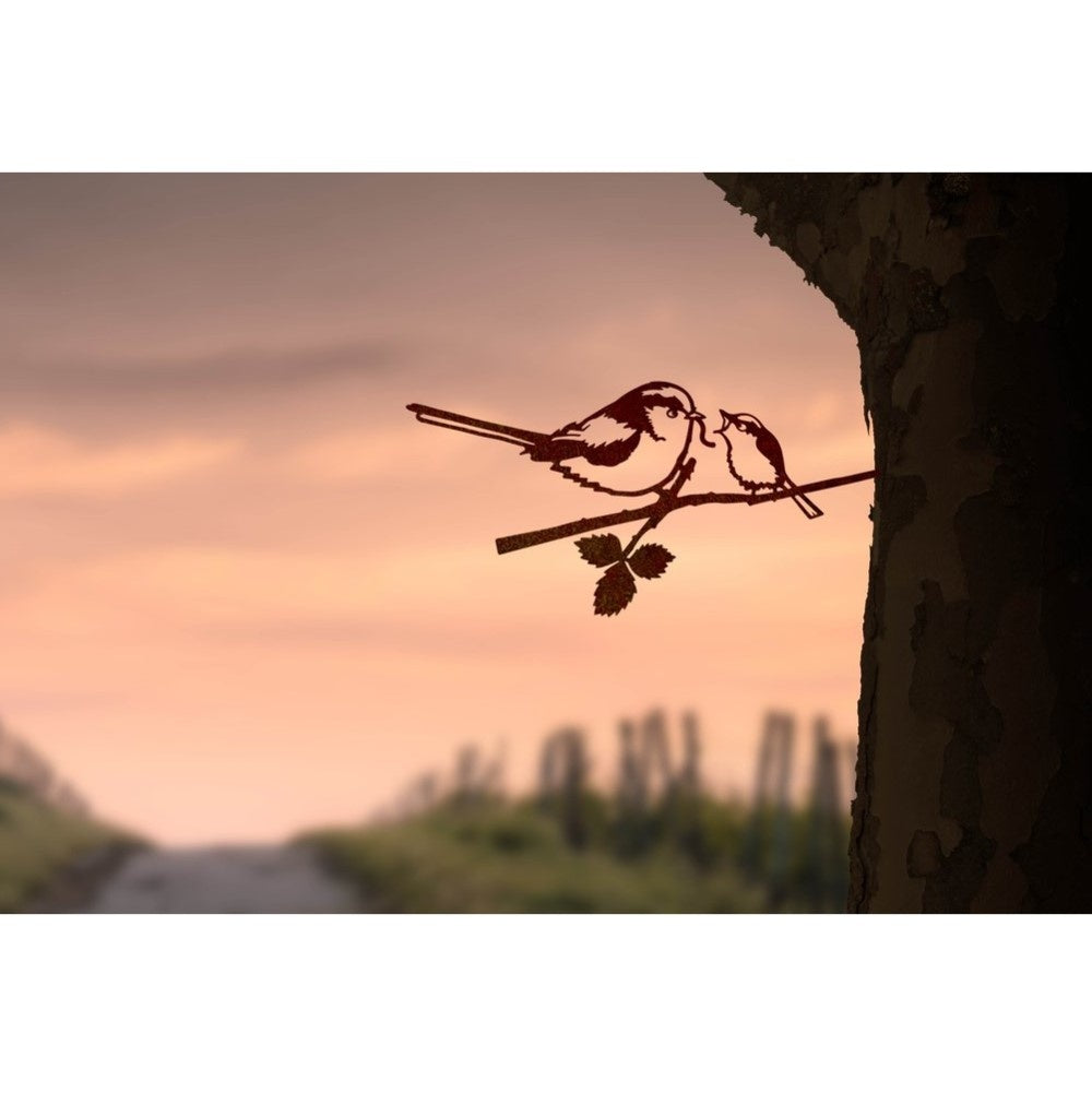 Vogelsilhouette Schwanzmeise und Junge