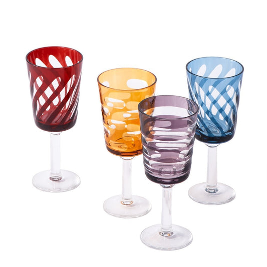 Tubular Wine Glasses - Set of 4