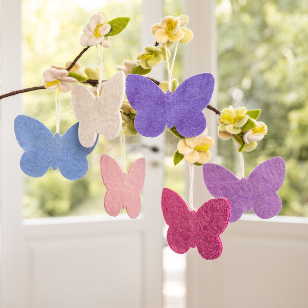 Hanger Vlinder Violettinten Ass. 6 st. - Diverse maten