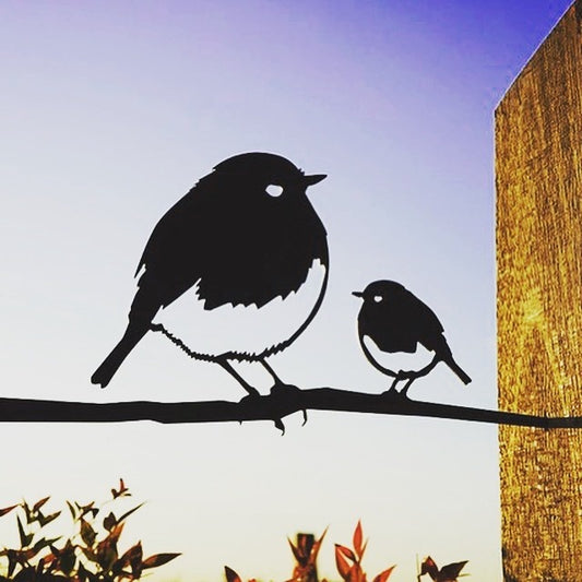 Bird Silhouette Robin and Young