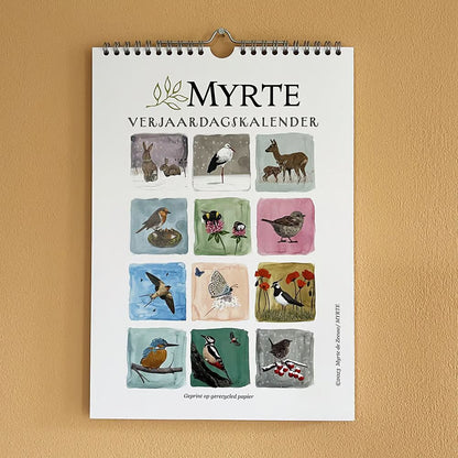 Verjaardagskalender met Natuurillustraties
