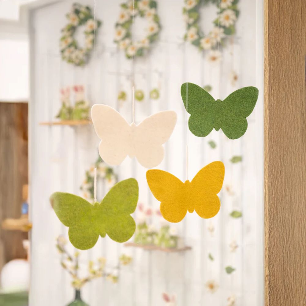 Hanger Vlinder Groen-Geel Ass. 4 st. - Diverse maten