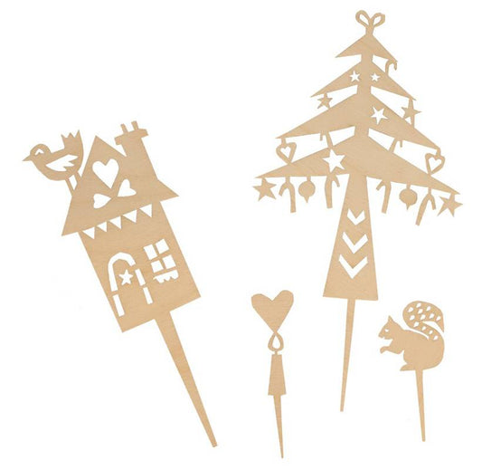 Wooden Cake Toppers Winter