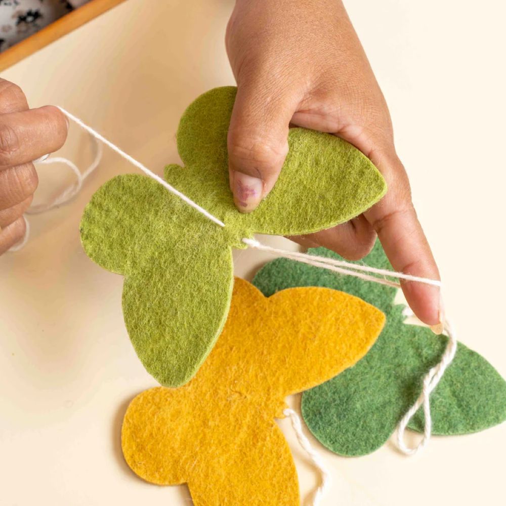 Hanger Vlinder Groen-Geel Ass. 4 st. - Diverse maten