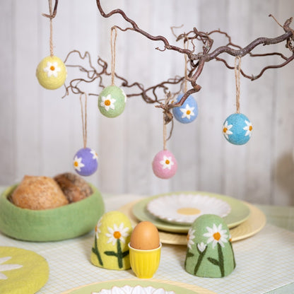 Pendant Spring Egg Daisies 6pcs - Various Sizes