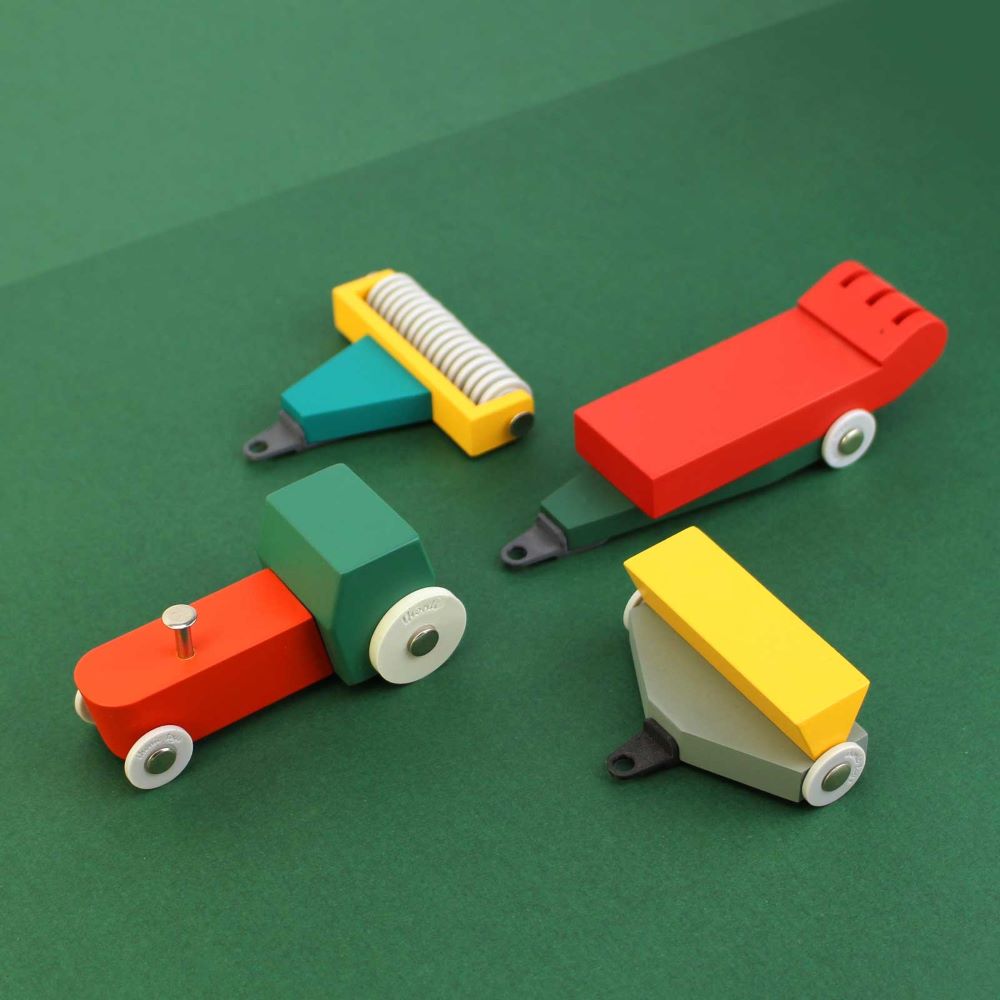Duotone Car No7 - Houten Tractor met Aanhangers
