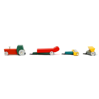 Duotone Car No7 - Houten Tractor met Aanhangers