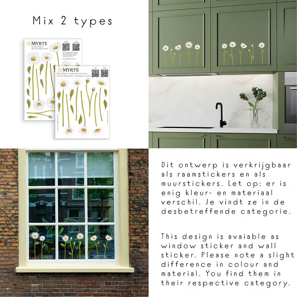 Dubbelzijdige Raamsticker Bloemen en Insecten - Diverse Varianten