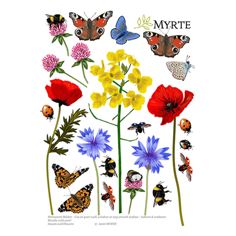 Muursticker Bloemen & Insecten - Diverse Varianten