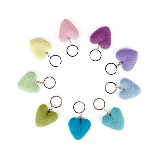 Keyring Heart Pastel Shades - Various Colors