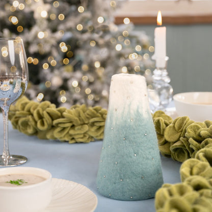 Vilten Vaas Ijsblauw-Wit - Diverse Maten