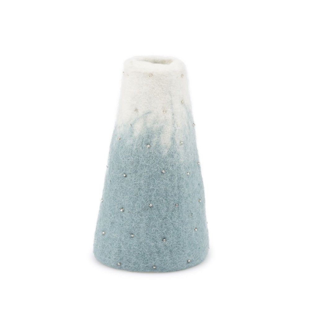 Vilten Vaas Ijsblauw-Wit - Diverse Maten