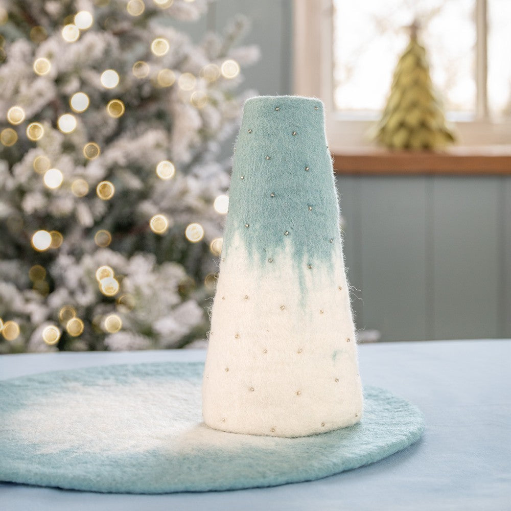 Vilten Vaas Ijsblauw-Wit - Diverse Maten