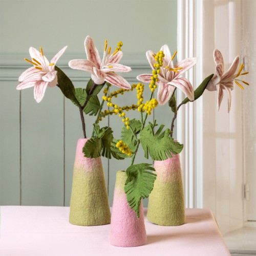 Vilten Vaas Roze-Groen - Diverse Maten