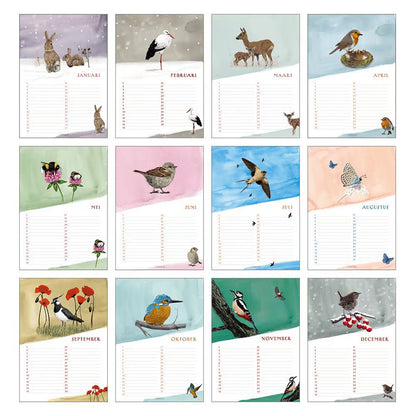 Verjaardagskalender met Natuurillustraties
