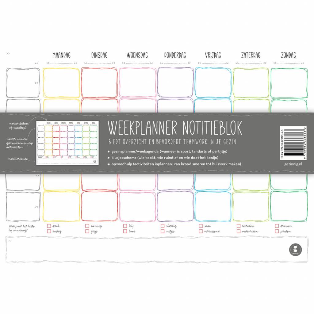 Family weekly planner notepad