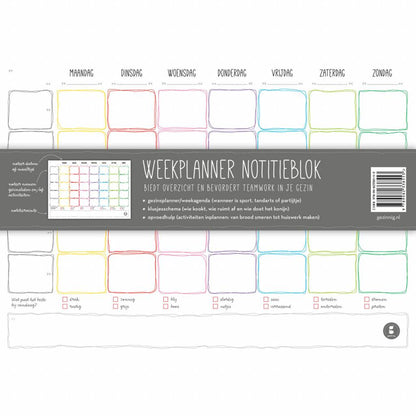 Family weekly planner notepad