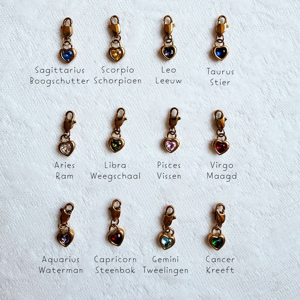 Zirkonia Hart Charm - Diverse Kleuren