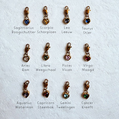 Zirkonia Hart Charm - Diverse Kleuren